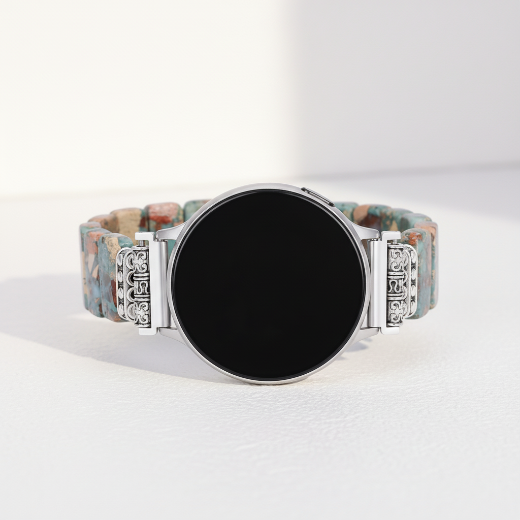 Cinturino elasticizzato Apple Watch in diaspro tibetano della Terra