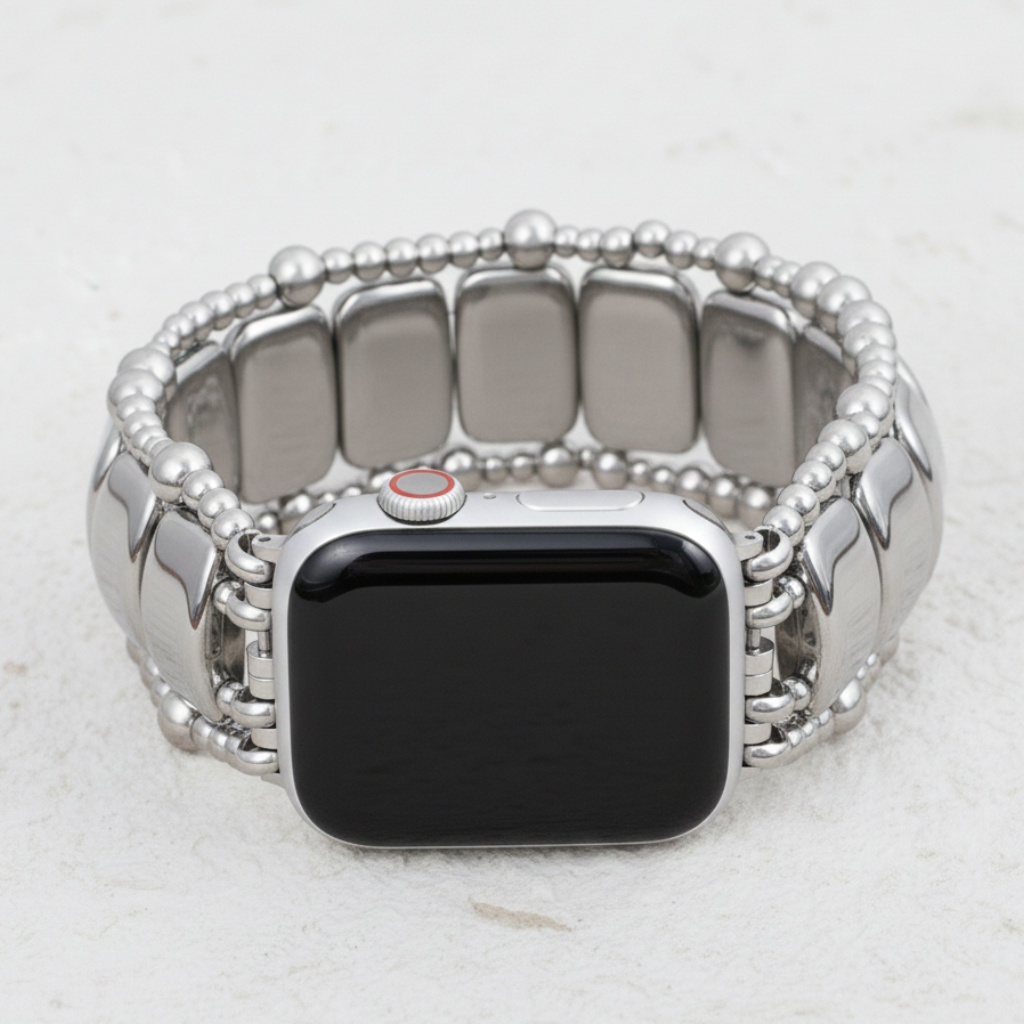 Cinturino elastico platino nero per Apple Watch