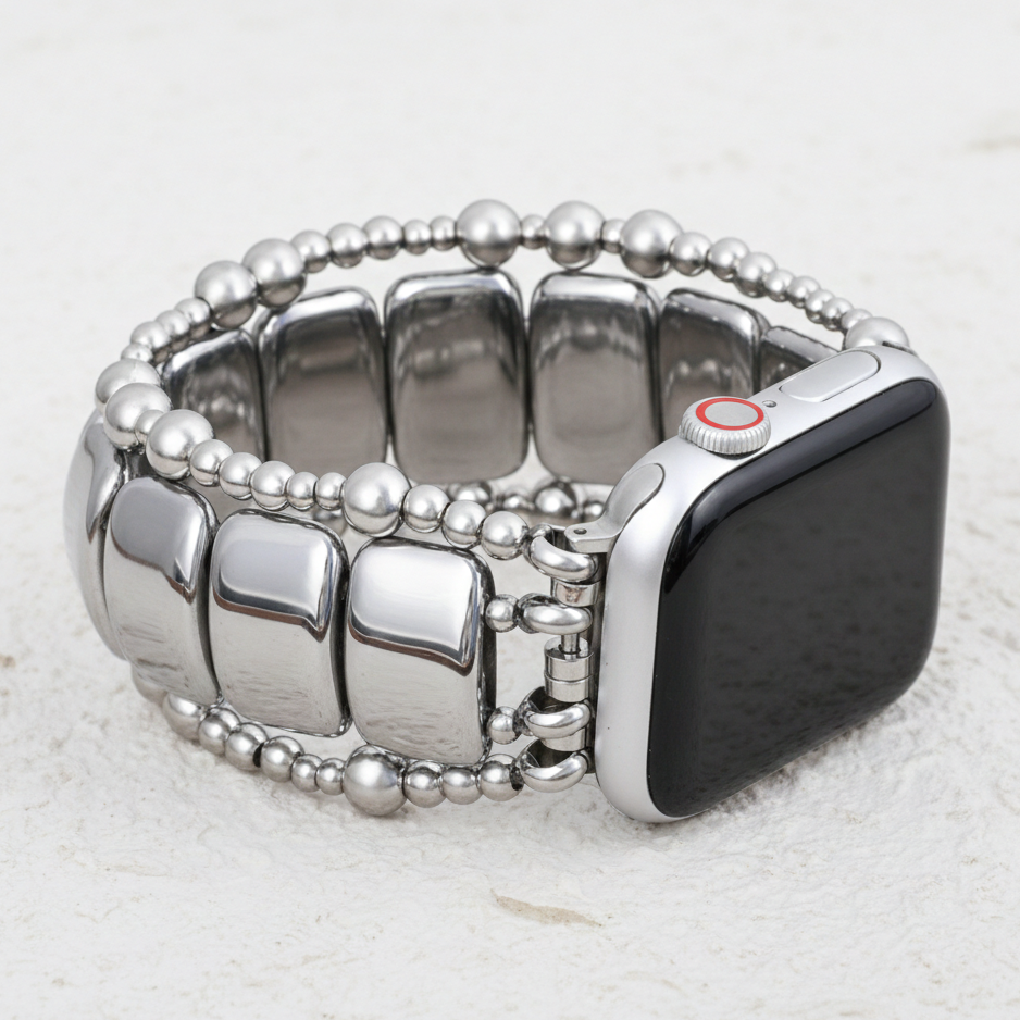 Cinturino elastico platino nero per Apple Watch