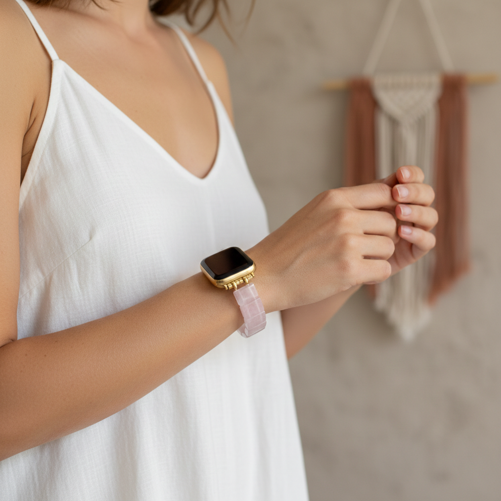 Cinturino elastico in quarzo rosa per Apple Watch