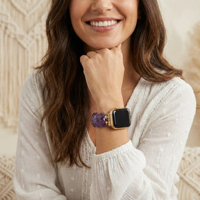 Cinturino elasticizzato per Apple Watch con protezione in ametista curativa