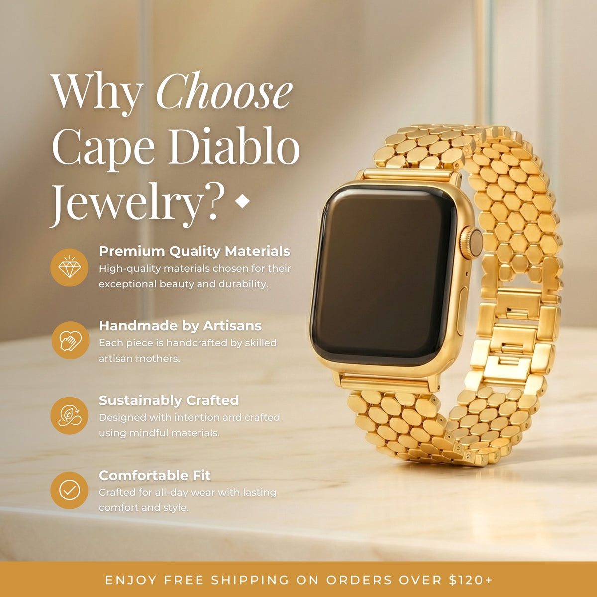 Cinturino di Lusso Golden Glamour per Apple Watch