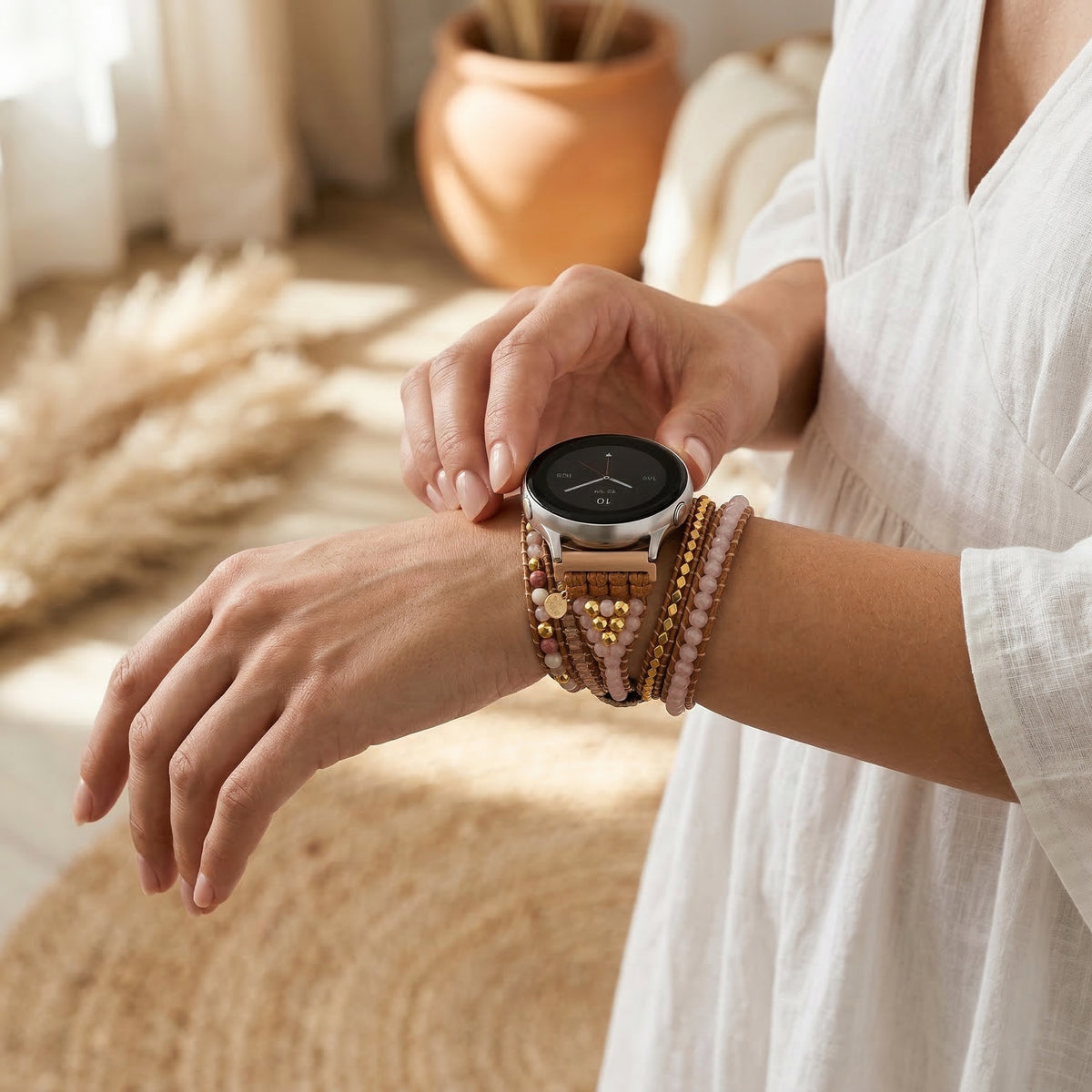 Cinturino per orologio Samsung Galaxy in quarzo rosa dorato