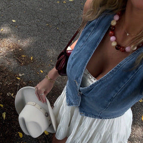 Collana con perline rosa chunky