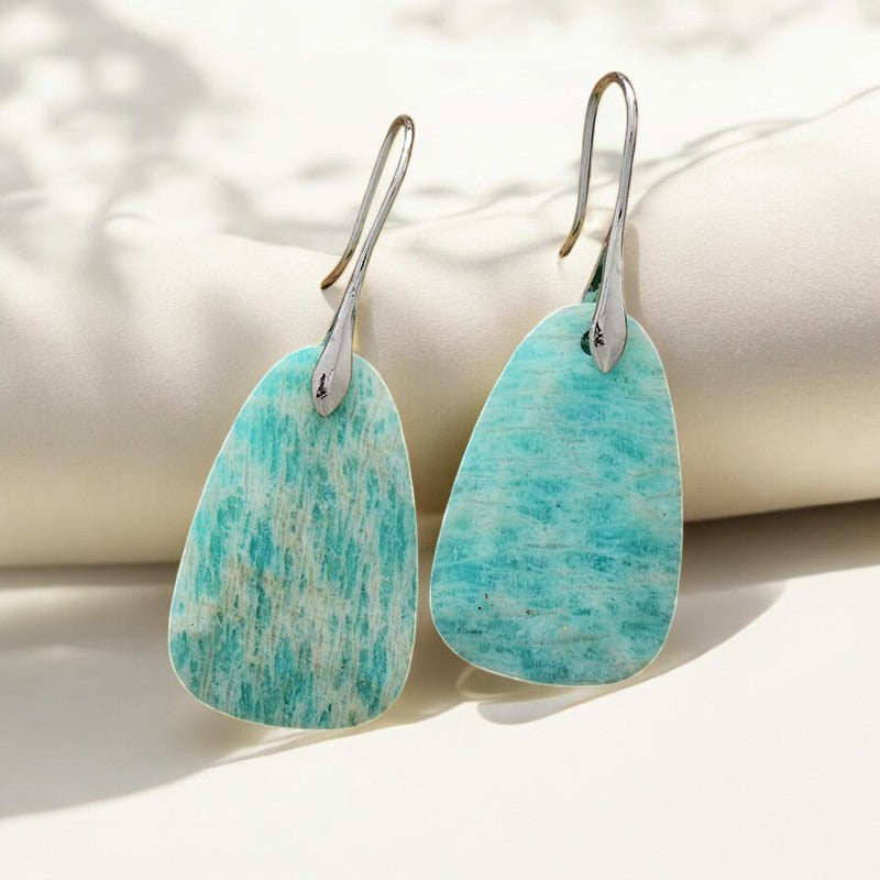 Orecchini a goccia con protezione in Amazonite