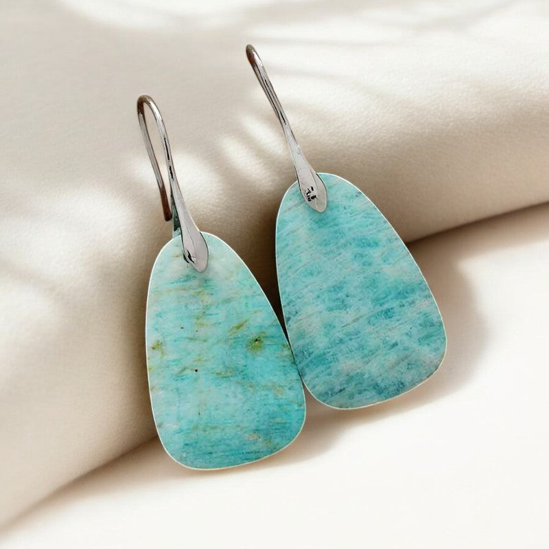 Orecchini a goccia con protezione in Amazonite
