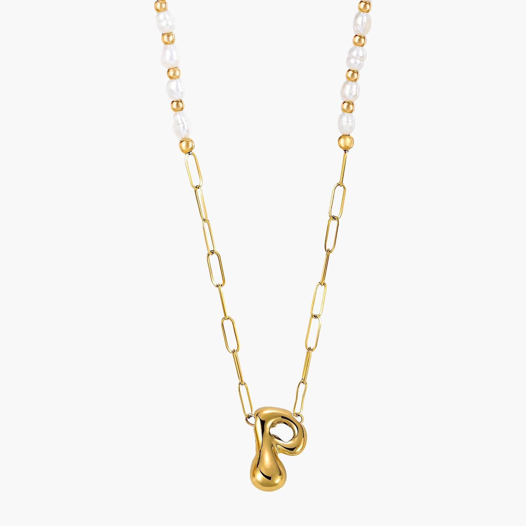 Collana iniziale con lettera a bolla dorata