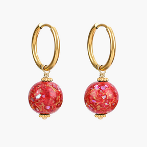 Orecchini a cerchio con sfera maculata Crimson Orbit