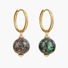 Orecchini a cerchio con sfera maculata Emerald Eclipse