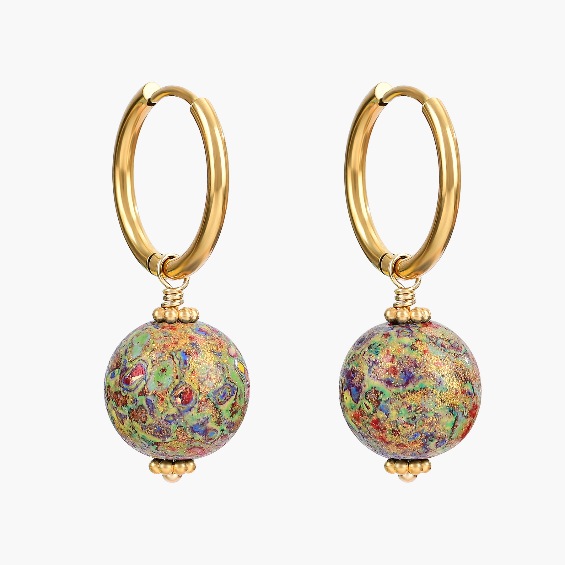 Orecchini a cerchio con sfera a macchie Meadow Mist