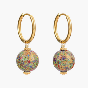 Orecchini a cerchio con sfera a macchie Meadow Mist