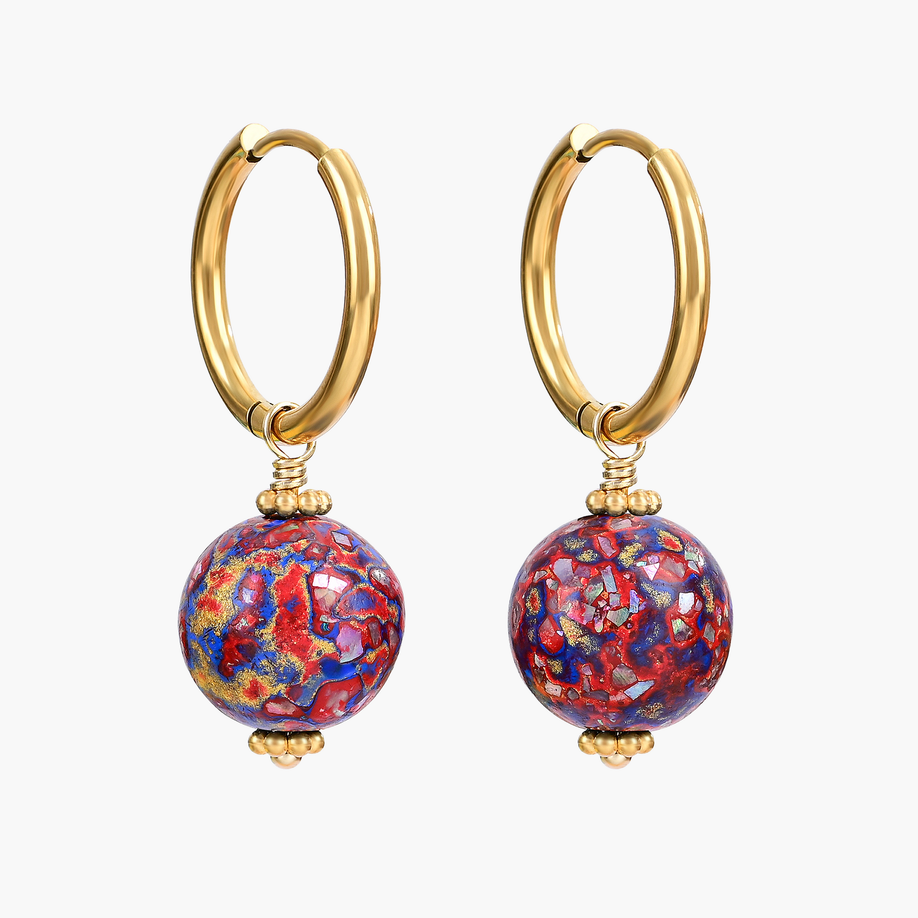 Orecchini a cerchio con sfera maculata Amethyst Aurora