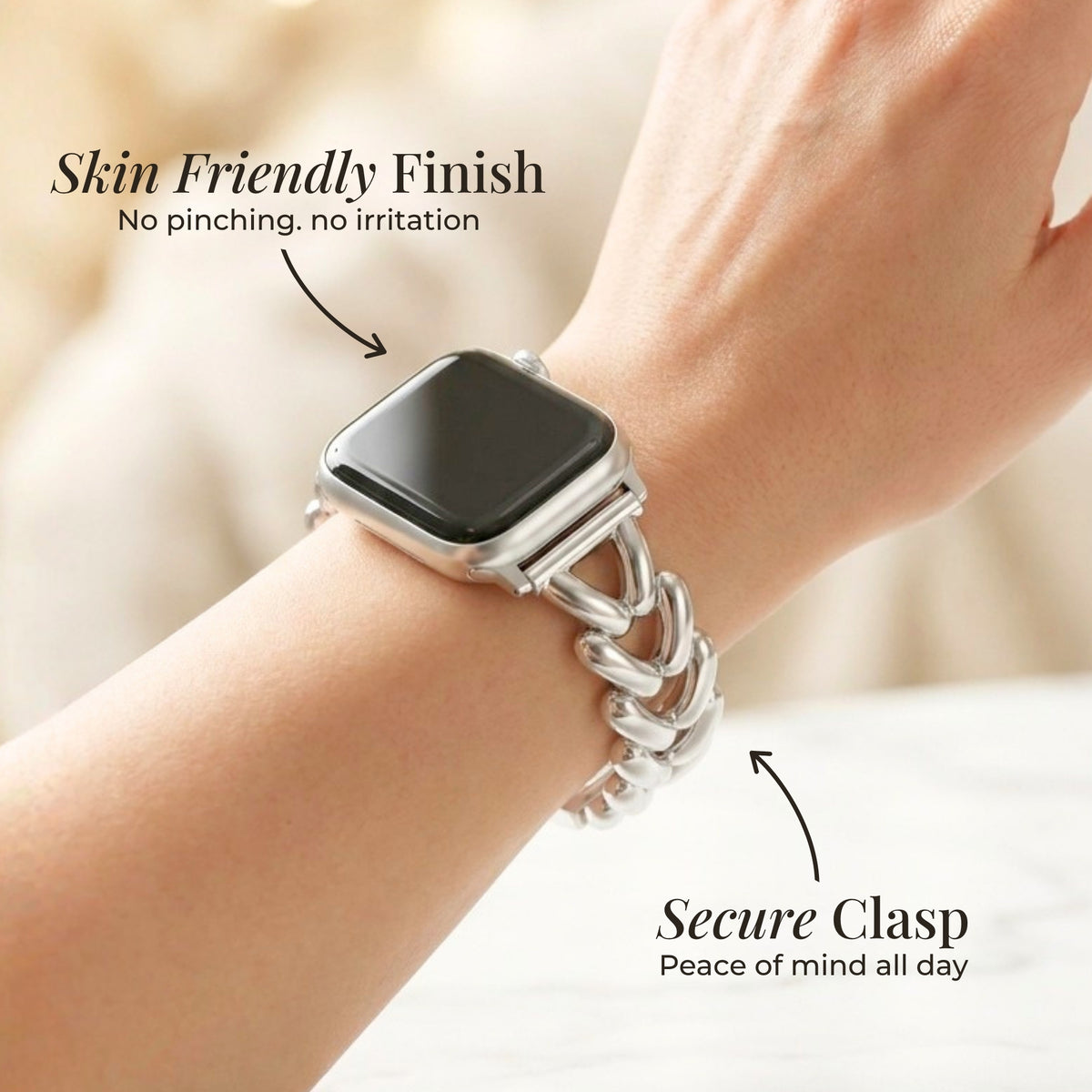 Cinturino di lusso intrecciato in platino per Apple Watch