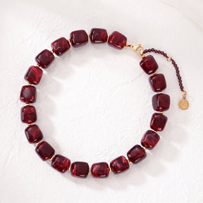 Collana con perline quadrate spesse marrone
