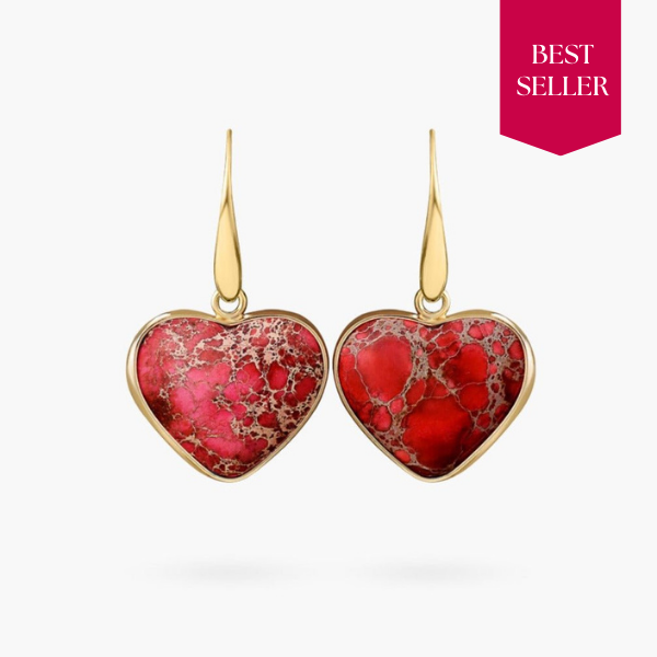 Orecchini a goccia in Giada Rosso Cuore