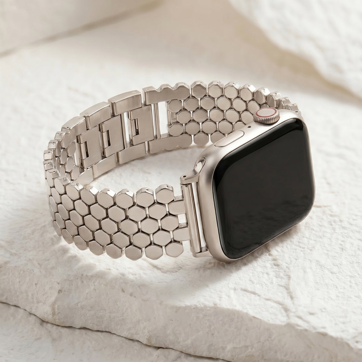 Cinturino di lusso per Apple Watch a nido d'ape argento