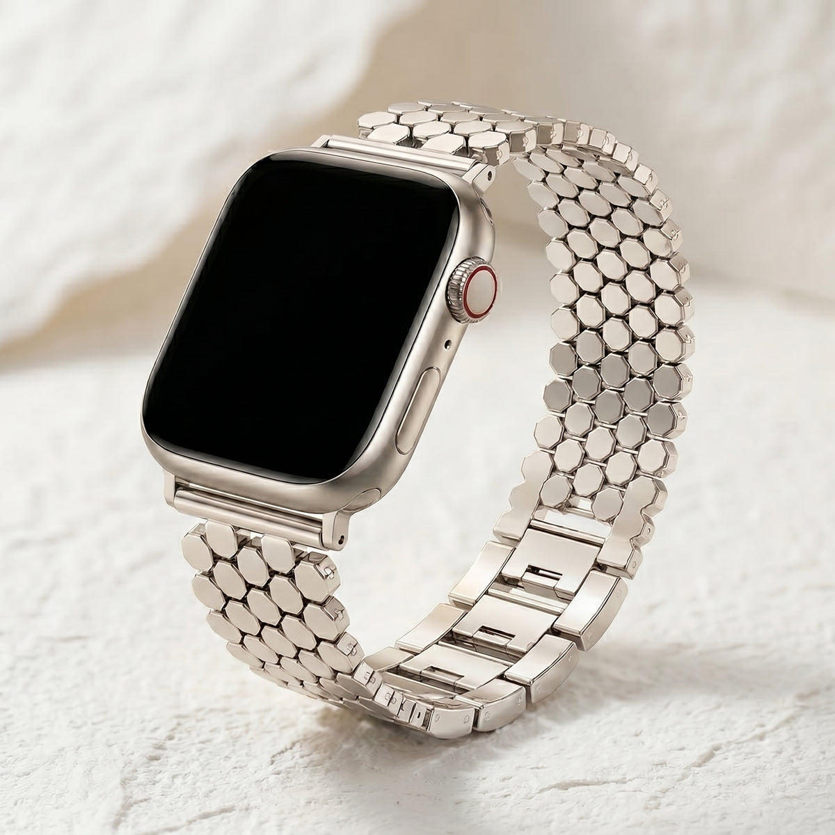 Cinturino di lusso per Apple Watch a nido d'ape argento
