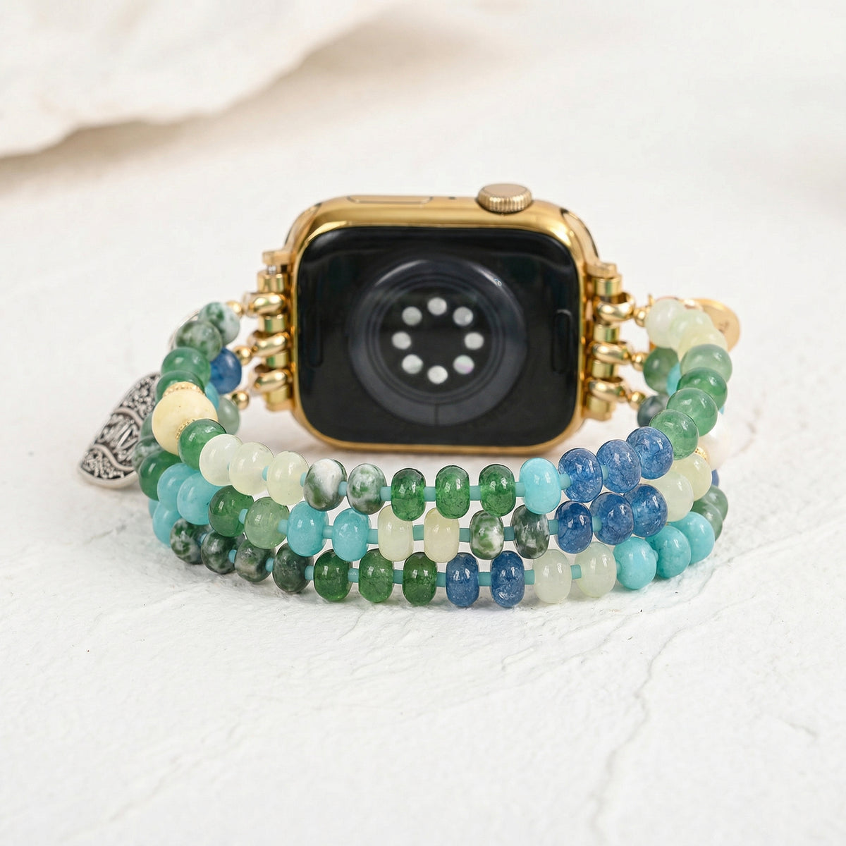 Cinturino elasticizzato Jade Pearl Love MOM per Apple Watch