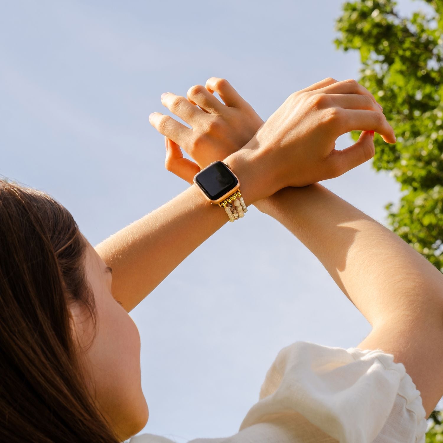 Cinturino per Apple Watch Harmony in agata illuminata dalla luna