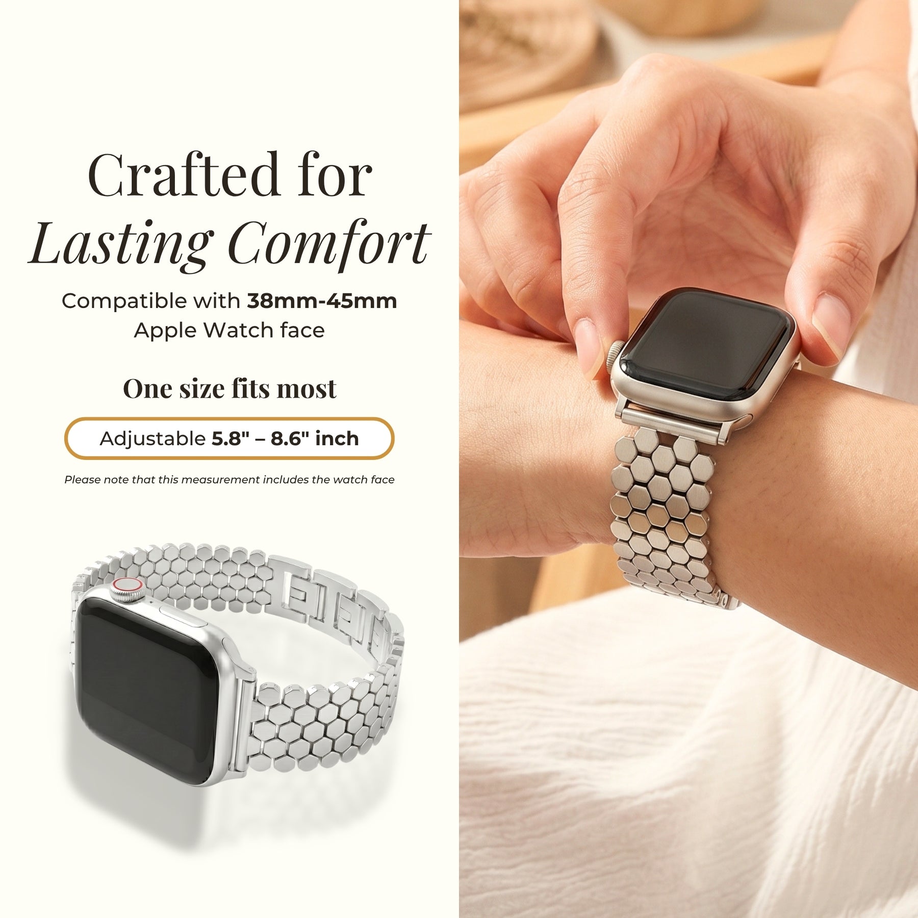 Cinturino di lusso per Apple Watch a nido d'ape argento