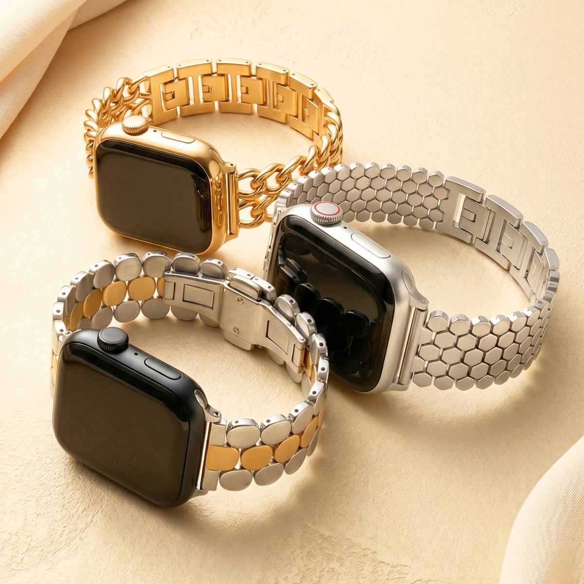 Cinturino di lusso per Apple Watch a nido d'ape argento