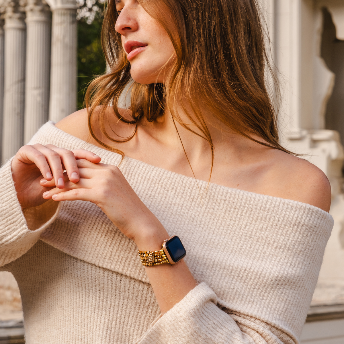 Cinturino elasticizzato Golden Earth Jasper per Apple Watch
