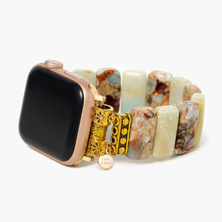Cinturino Apple Watch elasticizzato in amazzonite terrestre