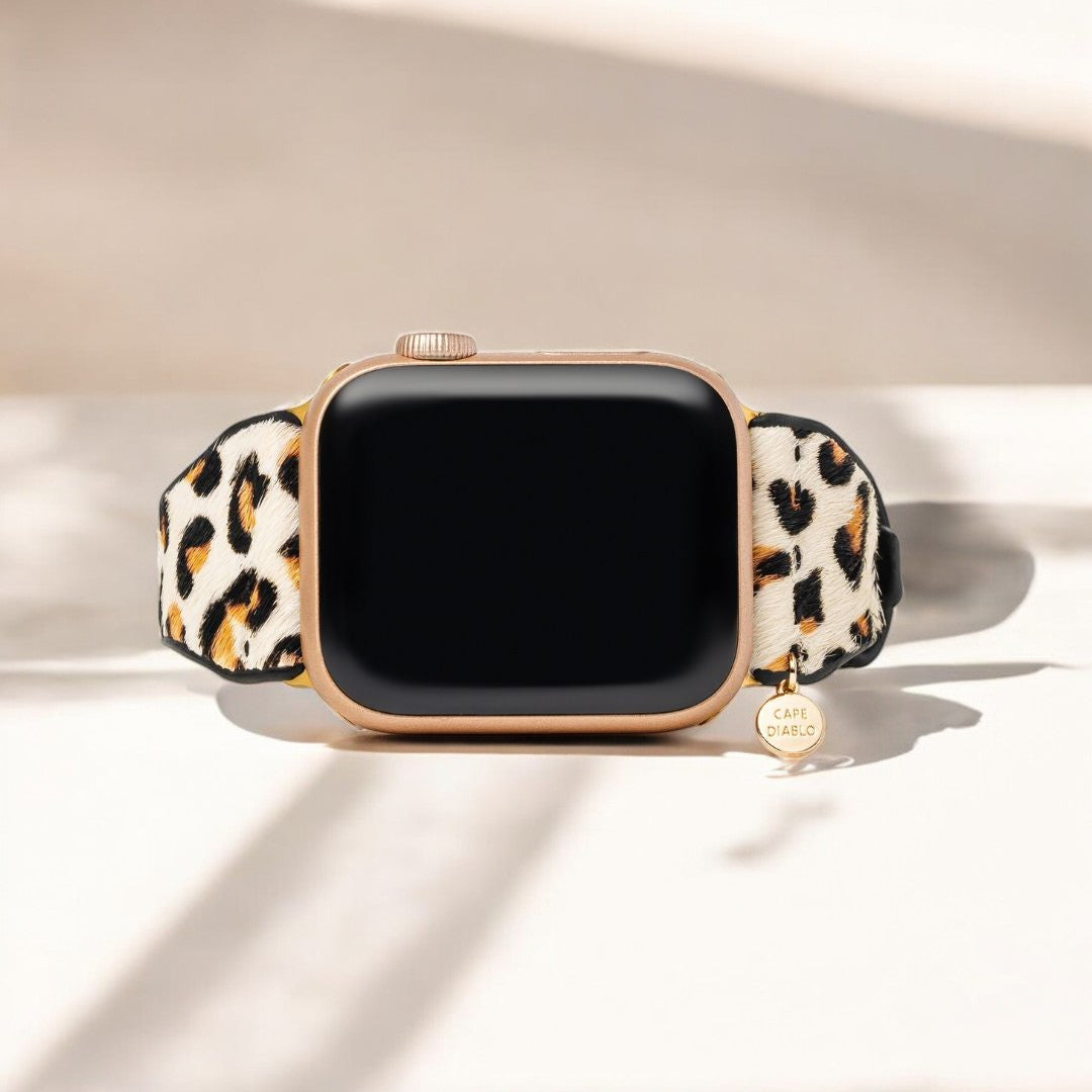 Cinturino per orologio in pelle Apple color avorio felino
