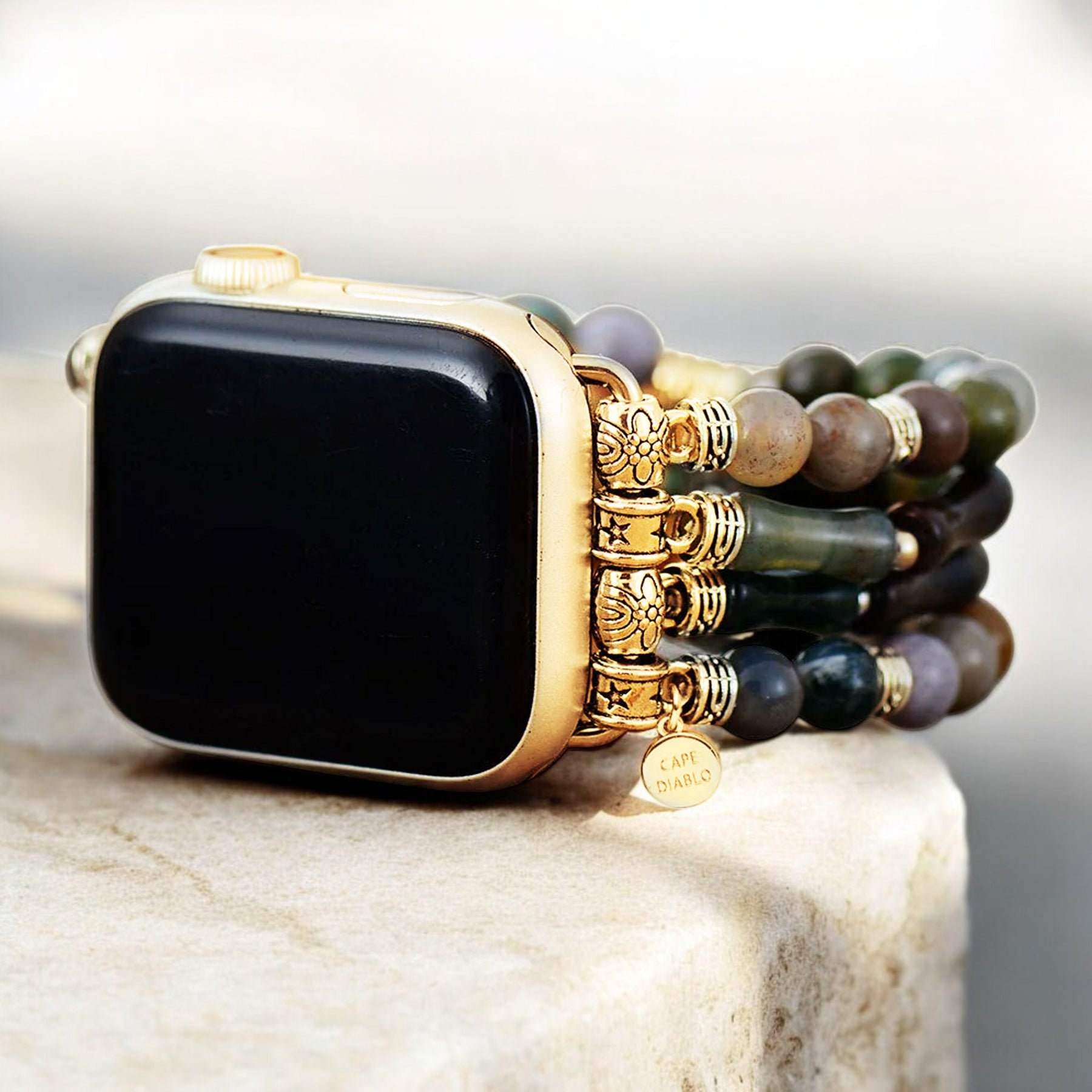 Cinturino per Apple Watch elasticizzato in agata vintage