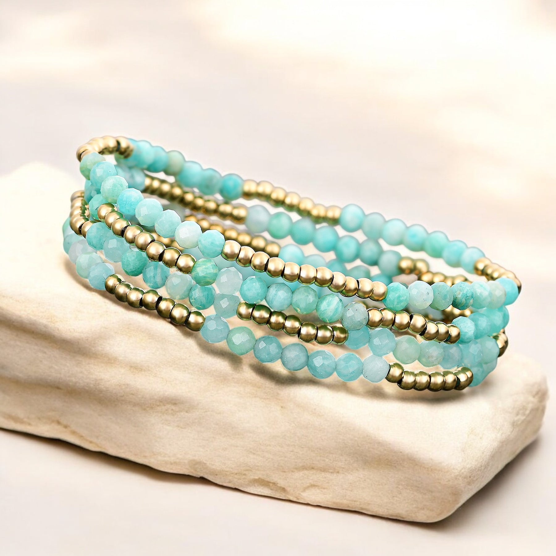 Set di Bracciali in Amazzonite Luminosi