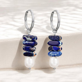 Gocce ad Orecchino in Perle Ocean Bliss e Lapis Jasper