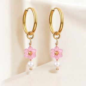 Orecchini a cerchio con perle e agata Golden Grace