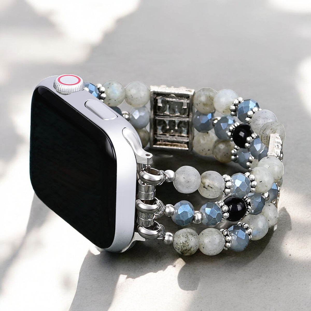 Cinturino Artigianale in Labradorite Indaco Elasticizzato per Apple Watch