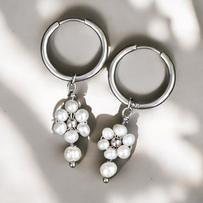 Orecchini a cerchio con perle e agata Golden Grace