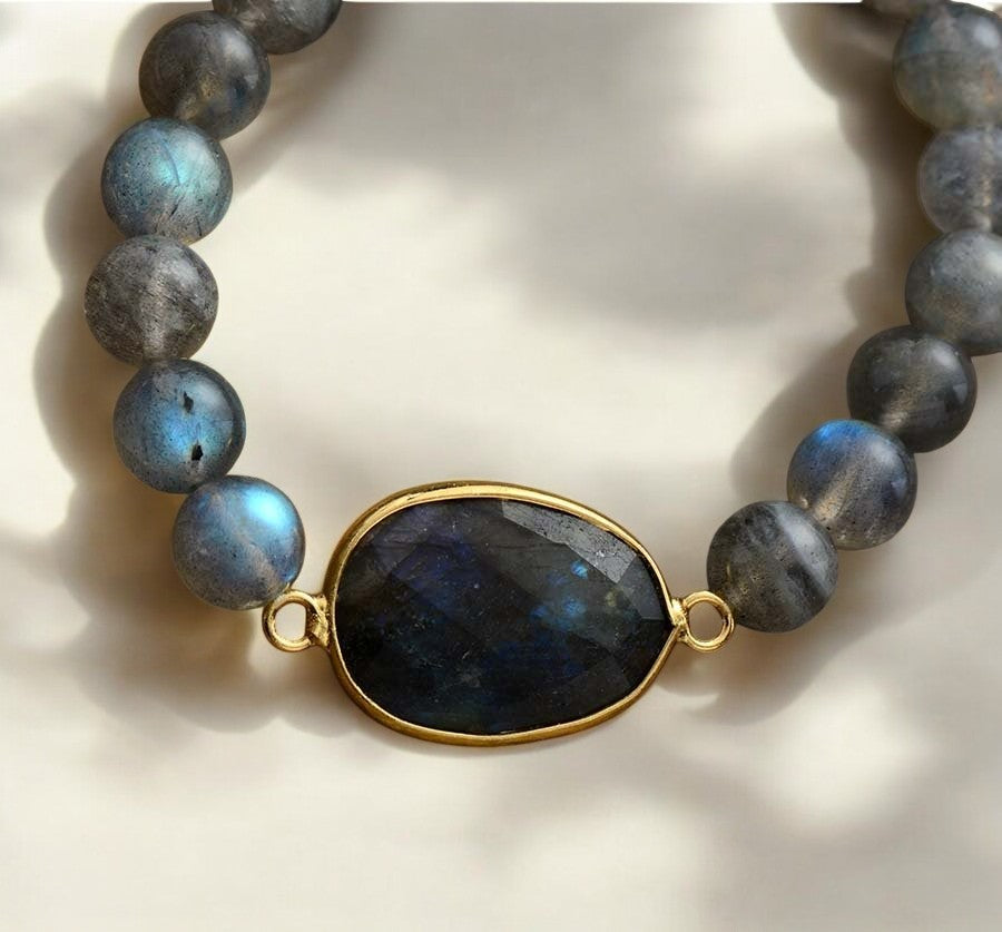 Braccialetto con pietra preziosa Labradorite Blu