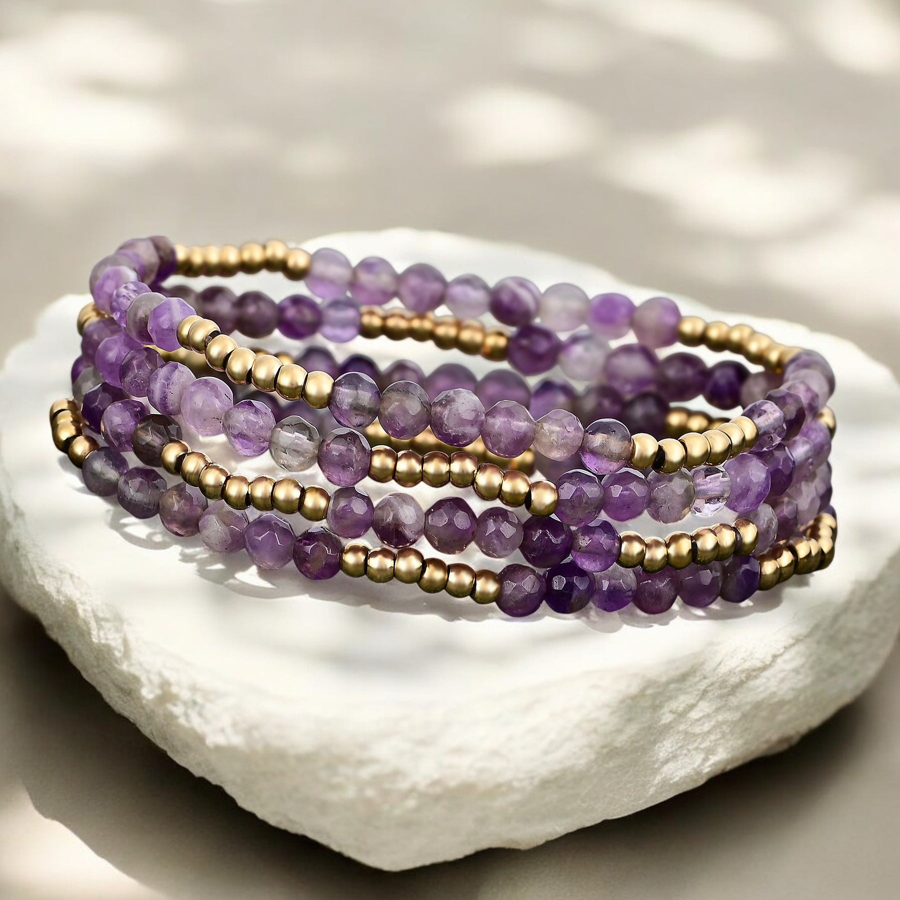 Set Bracciali Violetta Dorata e Ametista