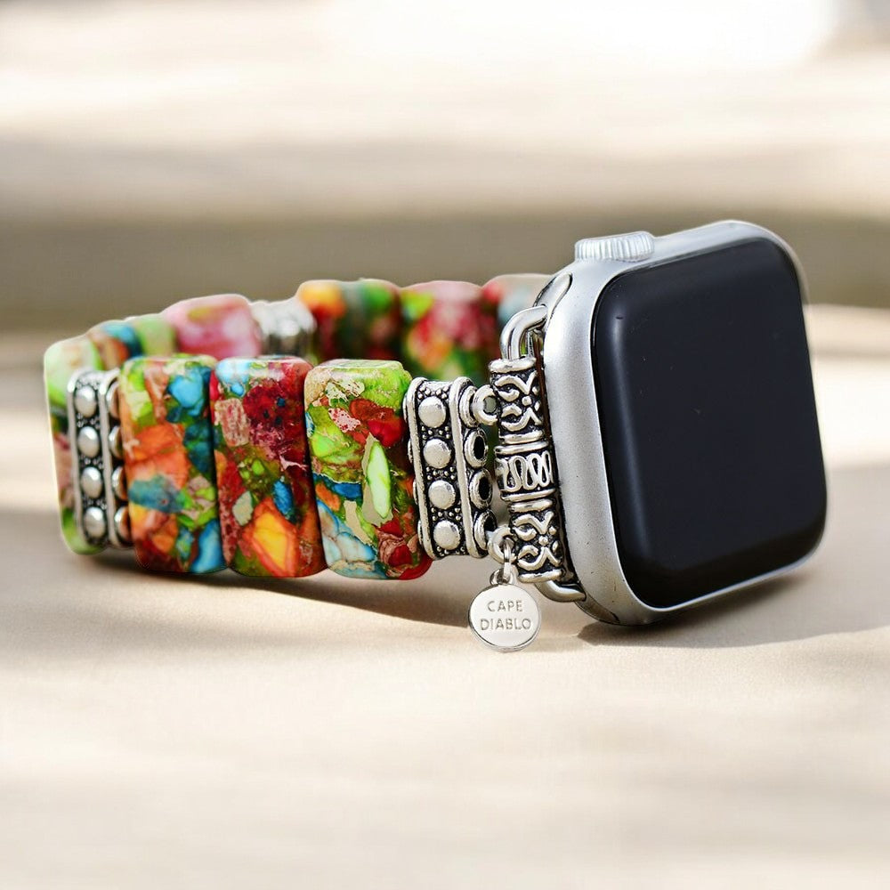 Elegante cinturino elasticizzato con motivo floreale per Apple Watch