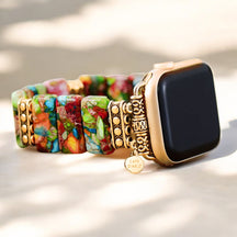 Elegante cinturino elasticizzato con motivo floreale per Apple Watch