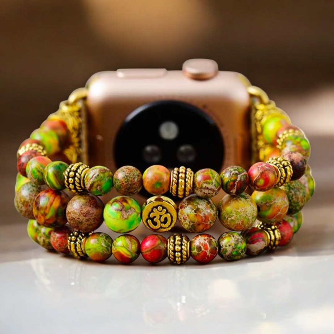 Cinturino per Apple Watch elasticizzato in diaspro di conifera