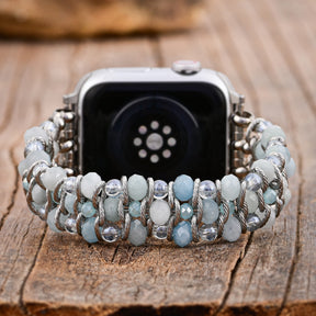 Bracciale intrecciato in zaffiro acquamarina per Apple Watch