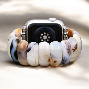Cinturino elasticizzato Apple Watch in Agata Duna Avorio