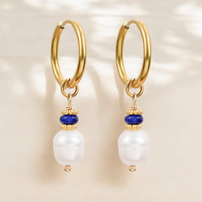 Orecchini a cerchio con perle e agata Golden Grace