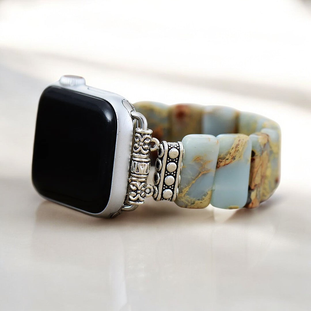 Cinturino elasticizzato Apple Watch in diaspro tibetano della Terra