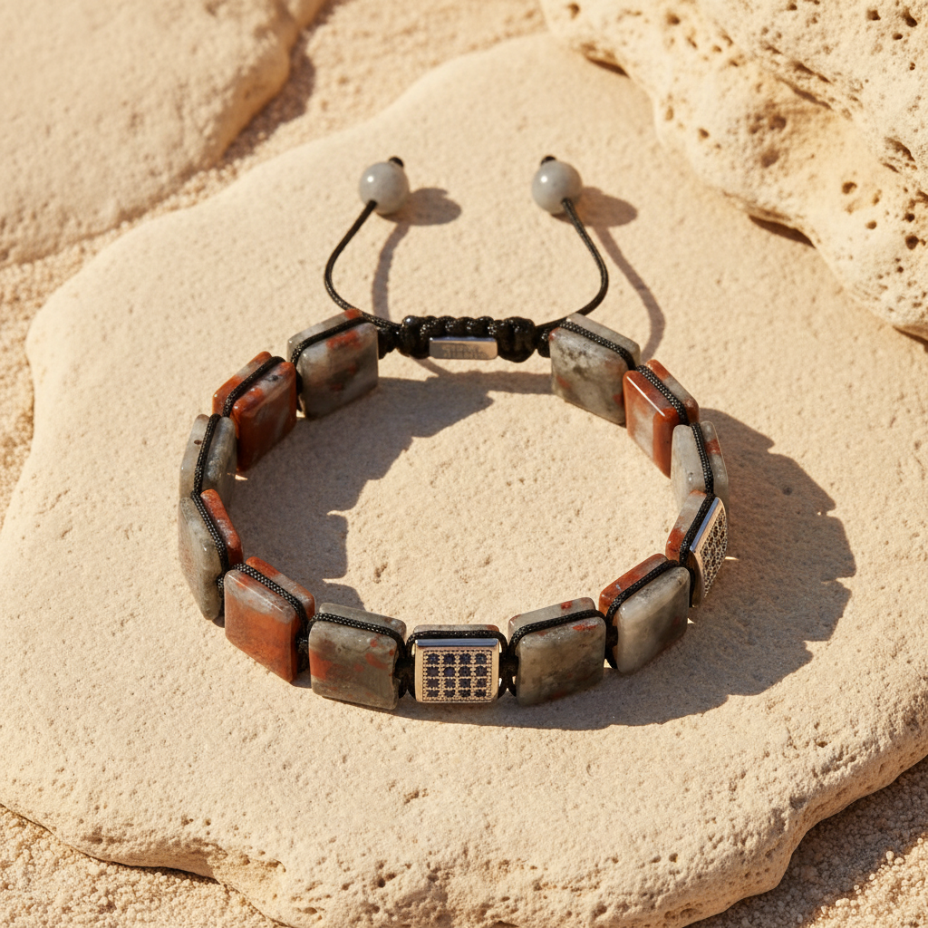 Bracciale da uomo in pietra di sangue africana