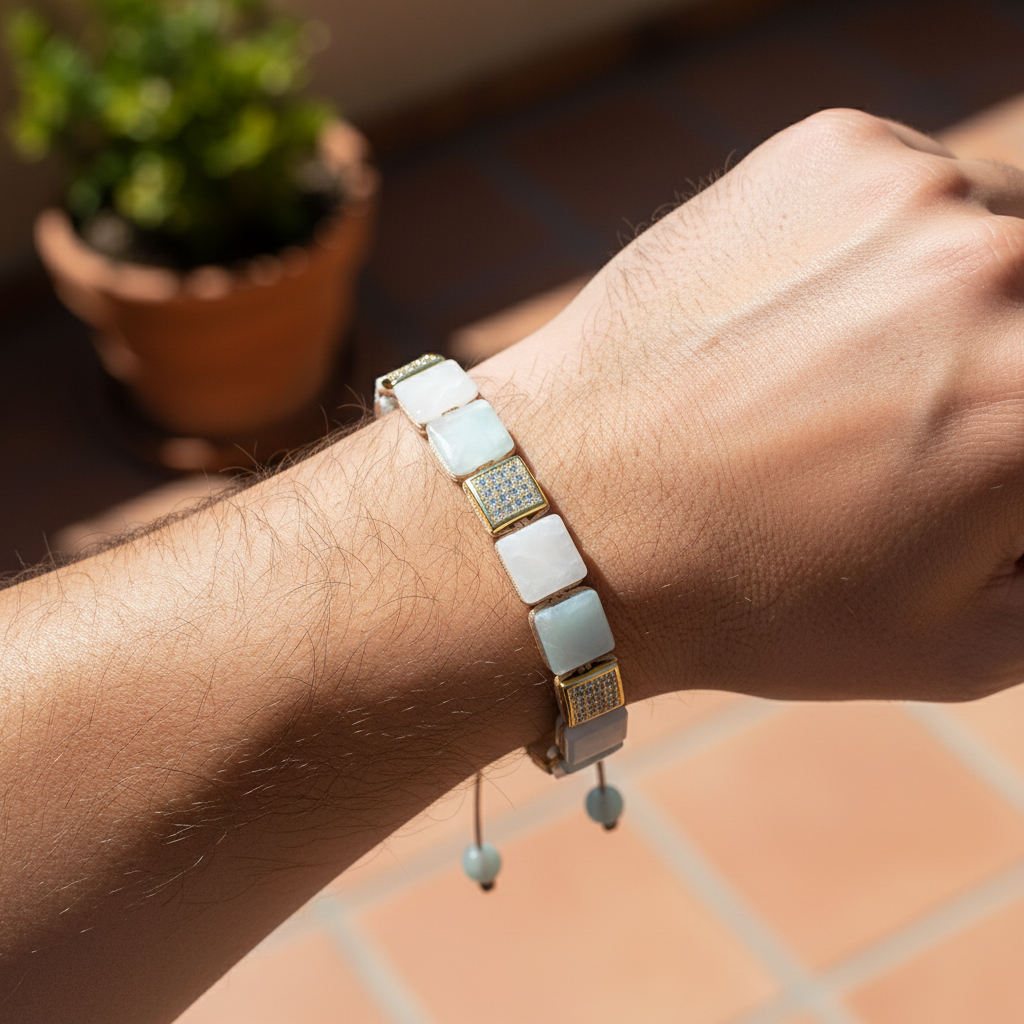 Braccialetto da uomo in amazzonite