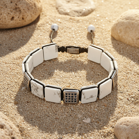 Braccialetto da uomo bianco con turchese