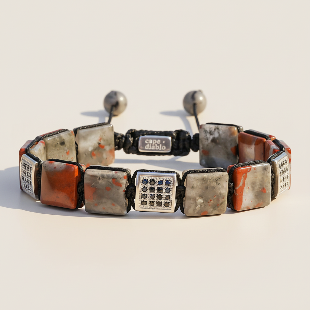 Bracciale da uomo in pietra di sangue africana