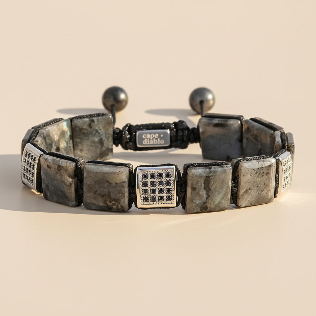 Bracciale da uomo in labradorite nera