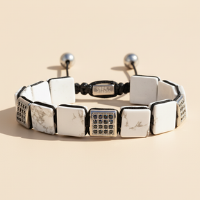 Braccialetto da uomo bianco con turchese