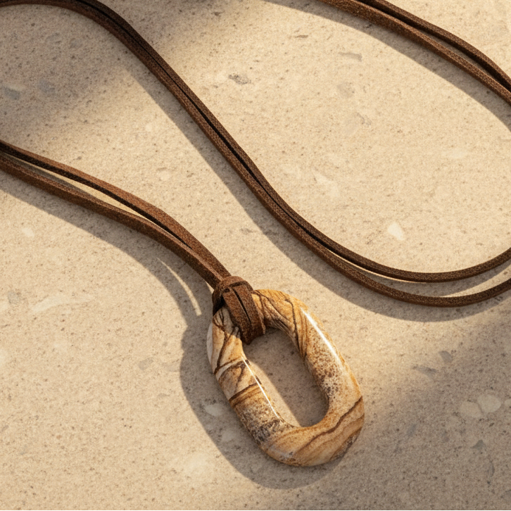 Collana Serenità Pietra Immagine in Camoscio